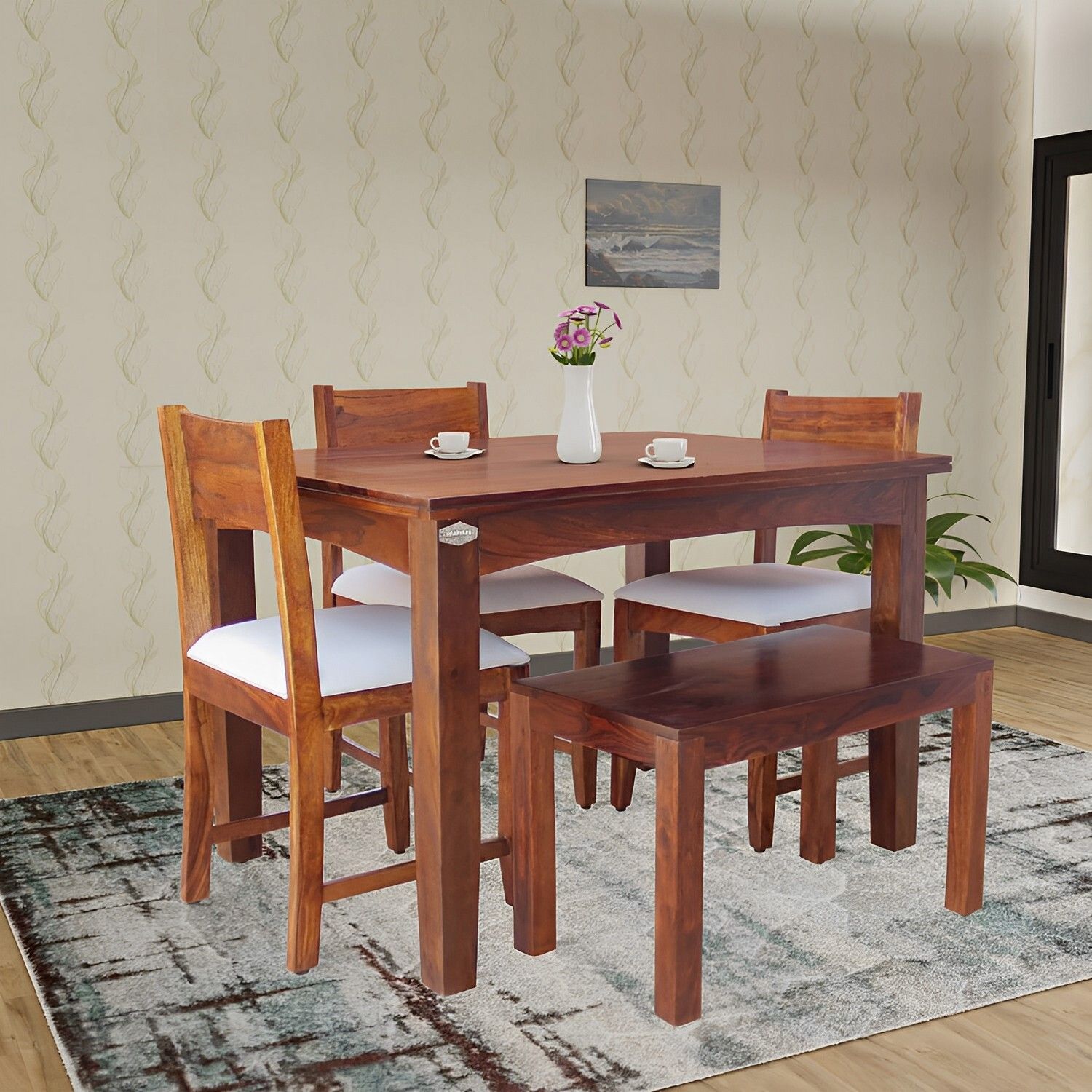 Sheesham Wood 4 Seater Dining Table Set