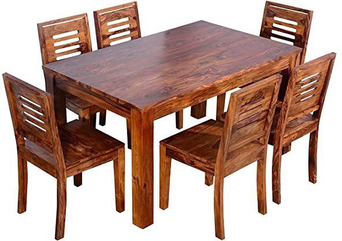 Sheesham Wood 6 Seater Rectangular Dining Table Set