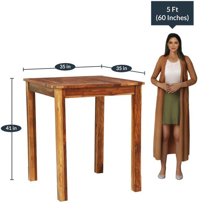 Solid Sheesham Wood Bar Table Set with 2 Stools