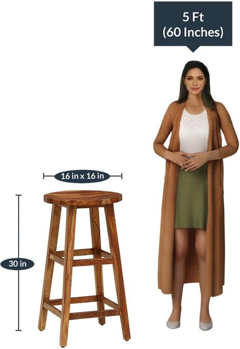 Solid Sheesham Wood Bar Table Set with 2 Stools