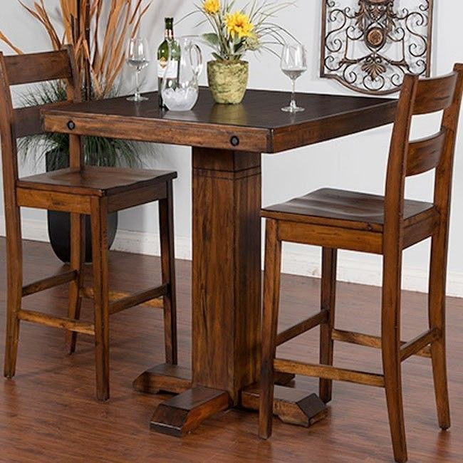 Solid Sheesham Wood High Bar Table Set with 2 Chairs