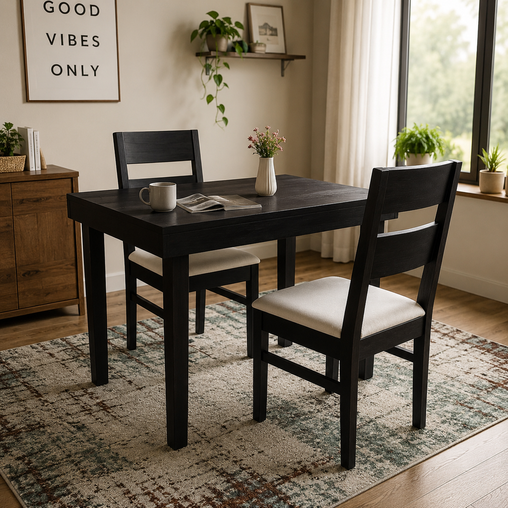 Solid Sheesham Wood 2 Seater Dining Table Set