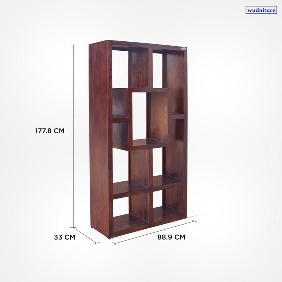 Sheesham Wood Geometric Bookshelf & Display Unit