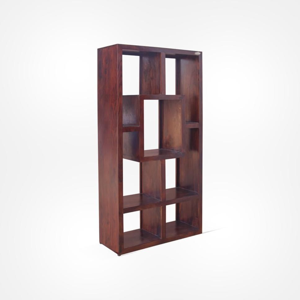 Sheesham Wood Geometric Bookshelf & Display Unit