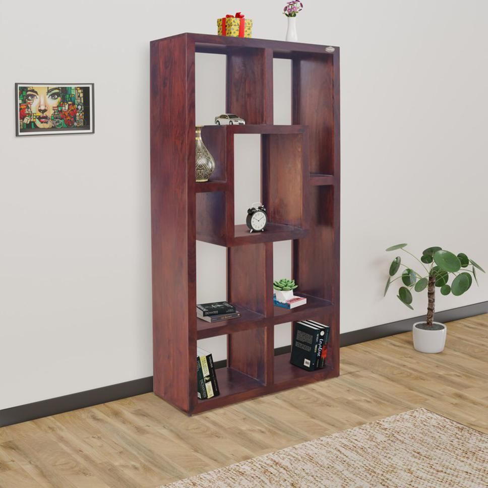 Sheesham Wood Geometric Bookshelf & Display Unit