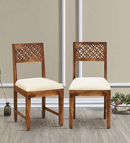 Solid Wood Dining Chair Set of 2 with Cushioned Seat