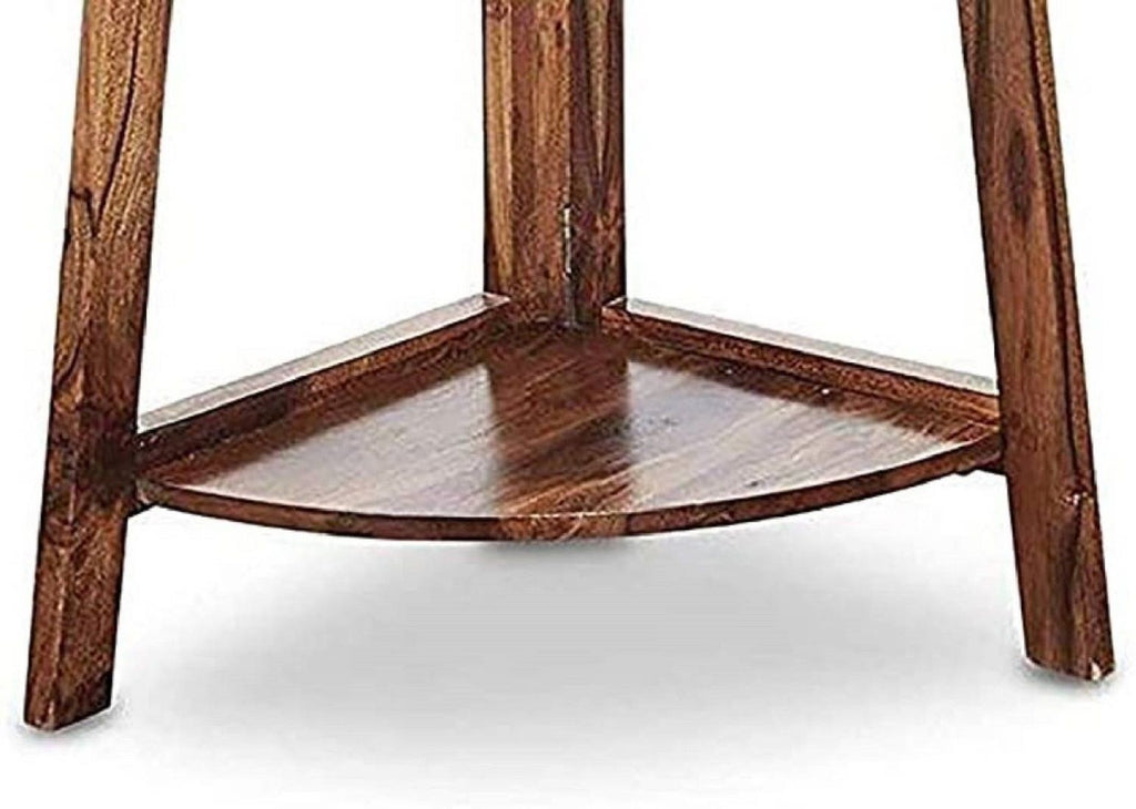 Sheesham Wood Corner Ladder Bookshelf | 5 Tier Display Rack for Living Room & Bedroom