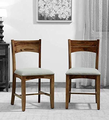Sheesham Wood Mewar Dining Chair Set of 2 with Grey Cushion