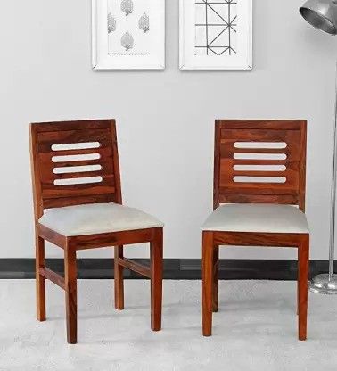 Solid Sheesham Wood Dining Chair Set of 2 with Cushion