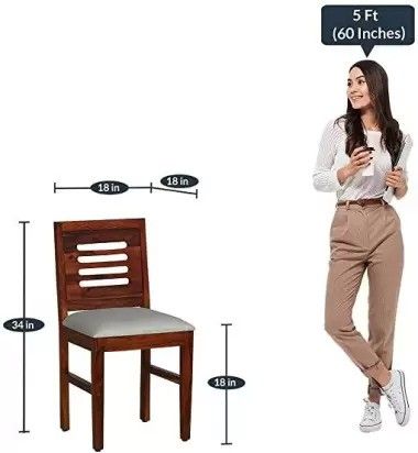 Solid Sheesham Wood Dining Chair Set of 2 with Cushion