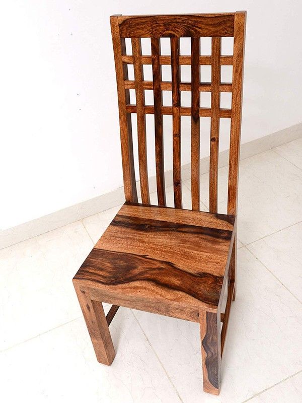 Solid Sheesham Wood High Back Dining Chair Set of 2