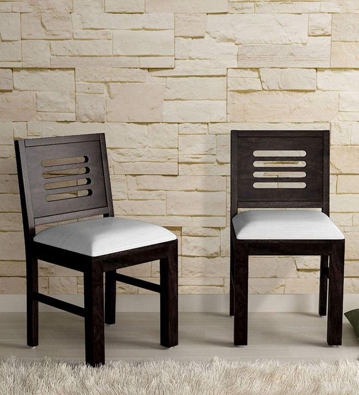 Solid Sheesham Wood Dining Chair Set of 2 with Cushion