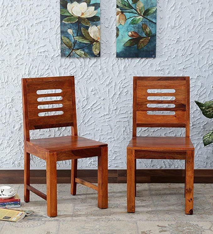 Solid Sheesham Wood Dining Chair Set of 2