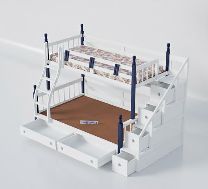 Solid Sheesham Wood Bunk Bed with Storage view 5