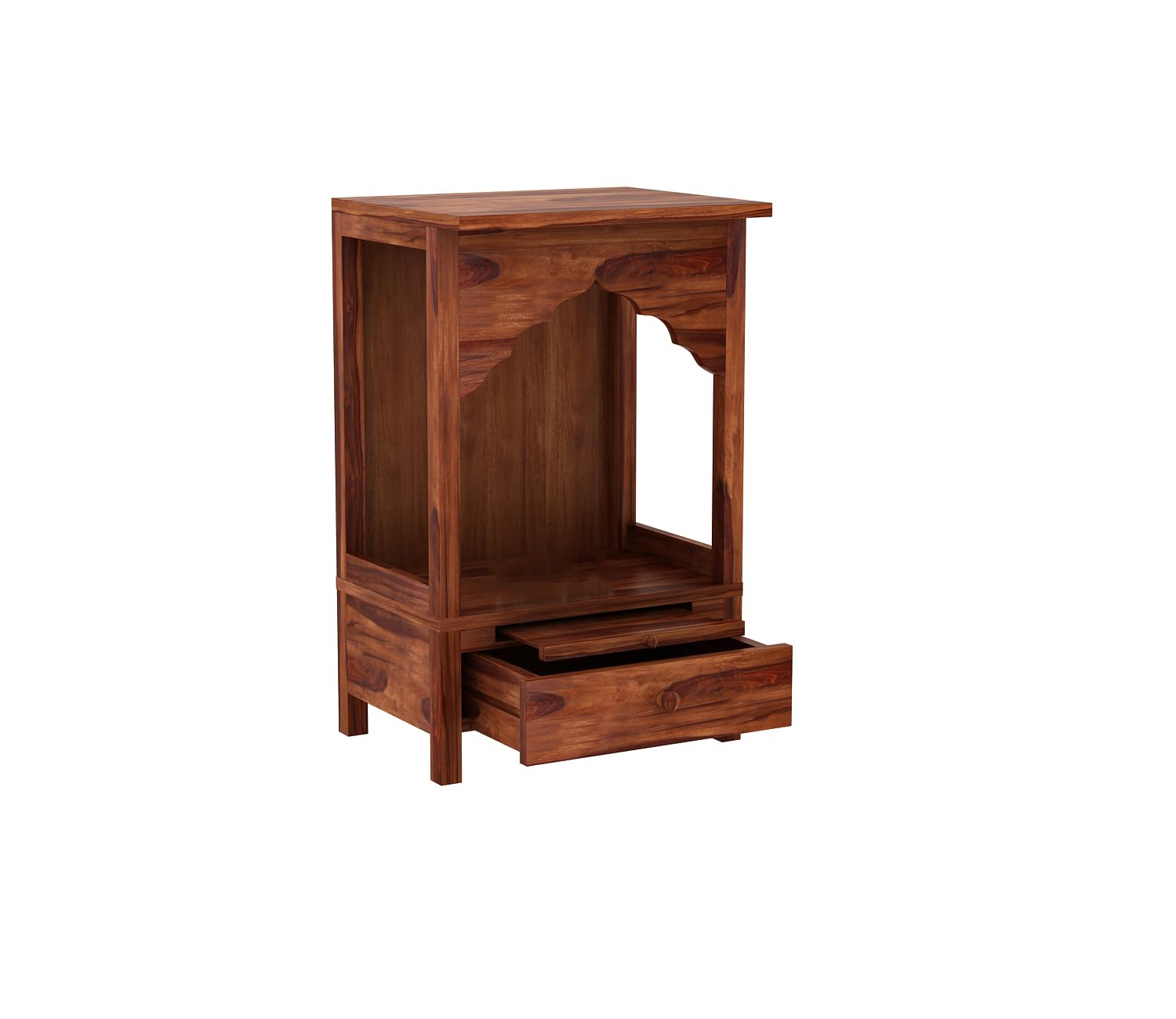 Sheesham Wood Floor Standing Open Pooja Mandir