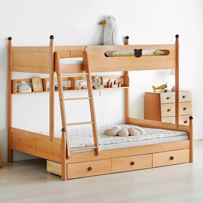 Solid Sheesham Wood Bunk Bed With Storage For Kids