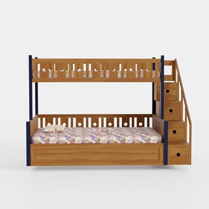 Solid Sheesham Wood Bunk Bed with Storage