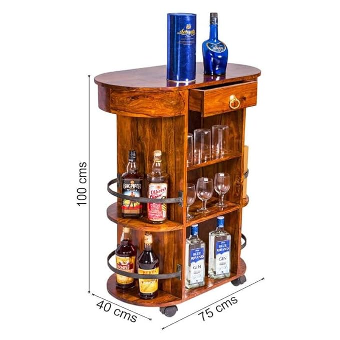 Solid Sheesham Wood Wall-Mounted Bar Cabinet