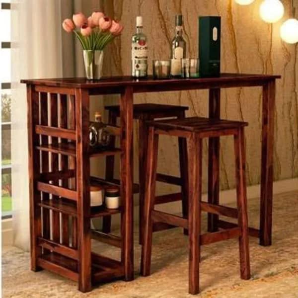 Wudniture Furniture Wooden Long Bar Table with 2 Stool