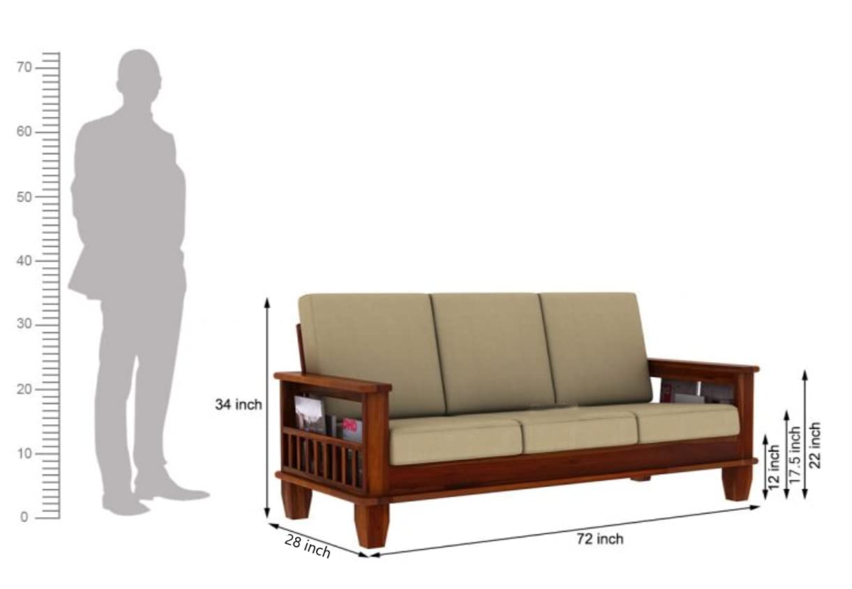 Home furniture Wooden Sofa Set for Living Room and Office 3 Seater (3 Seater, Teak Finish) Handicraft- Hand Made