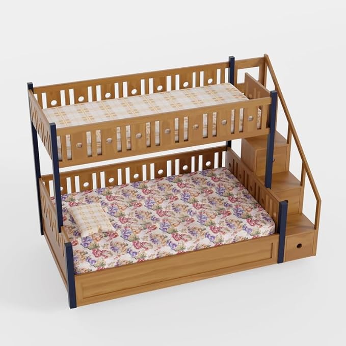 Solid Sheesham Wood Bunk Bed with Storage