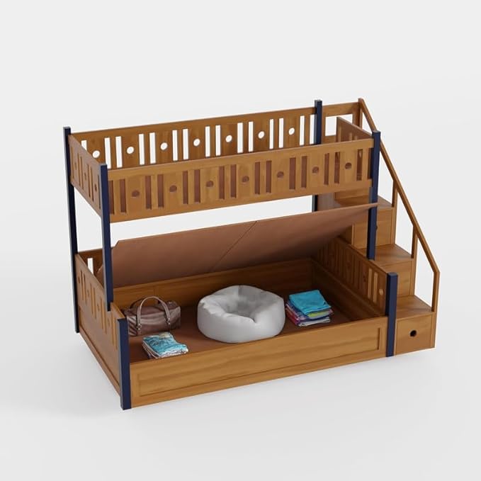 Solid Sheesham Wood Bunk Bed with Storage