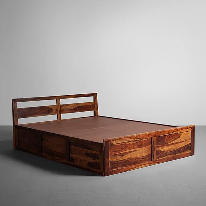 Sheesham Wood Queen Size Bed with Low Headboard