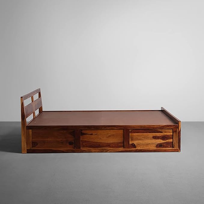 Sheesham Wood Queen Size Bed with Low Headboard