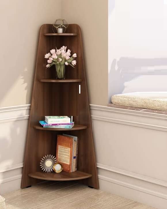 Solid Sheesham Wood Corner Shelf for Living Room