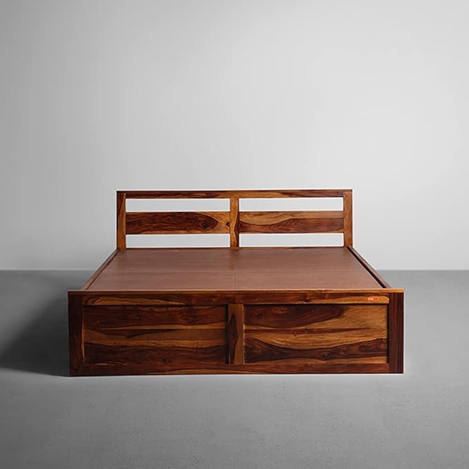 Sheesham Wood Queen Size Bed with Low Headboard