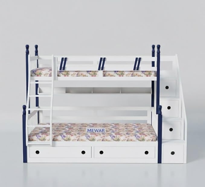 Solid Sheesham Wood Bunk Bed with Storage view 3