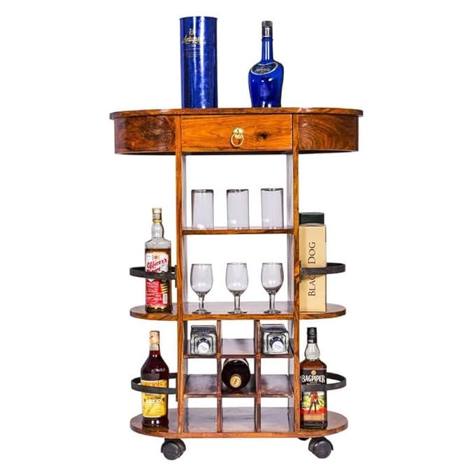 Solid Sheesham Wood Wall-Mounted Bar Cabinet