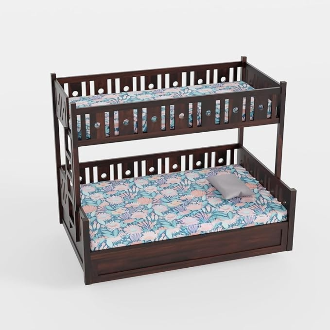 Solid Sheesham Wood Bunk Bed with Storage