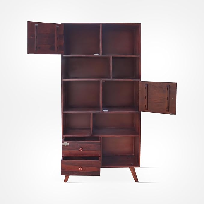 Solid Sheesham Wood Large Open Book Shelf