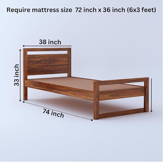Solid Sheesham Wood Single Bed For Bedroom
