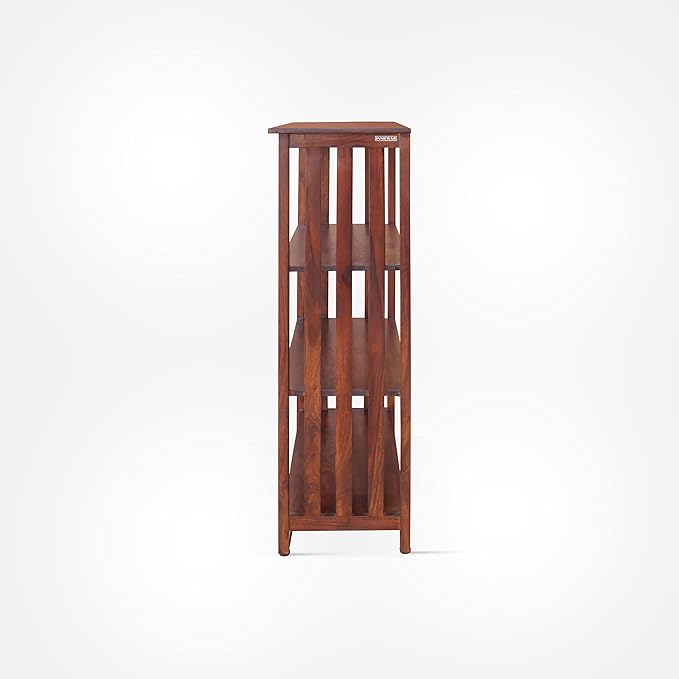 Solid Sheesham Wood Corner Open Bookcase