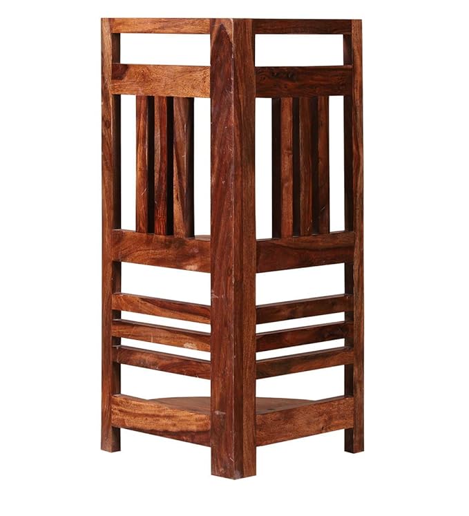 Solid Sheesham Wood Corner Open Bookcase