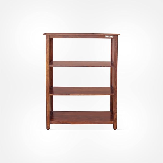 Solid Sheesham Wood Corner Open Bookcase