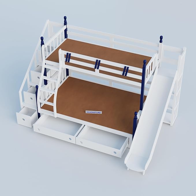 Solid Sheesham Wood Bunk Bed With Storage