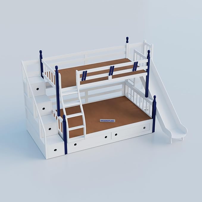 Solid Sheesham Wood Bunk Bed With Storage
