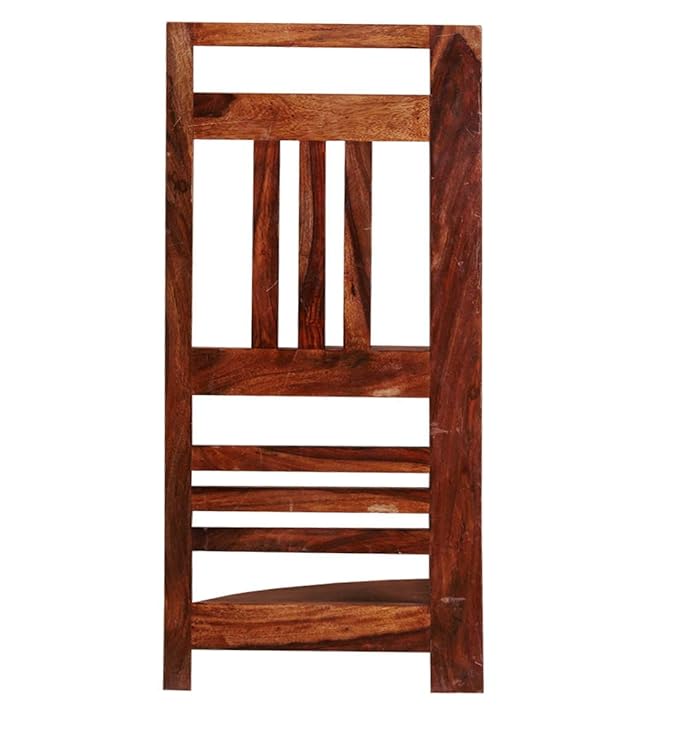 Solid Sheesham Wood Corner Open Bookcase