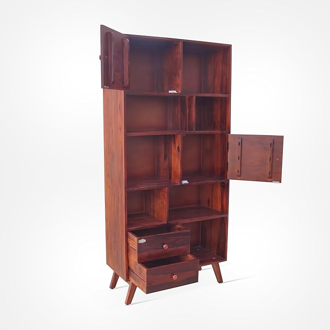 Solid Sheesham Wood Large Open Book Shelf