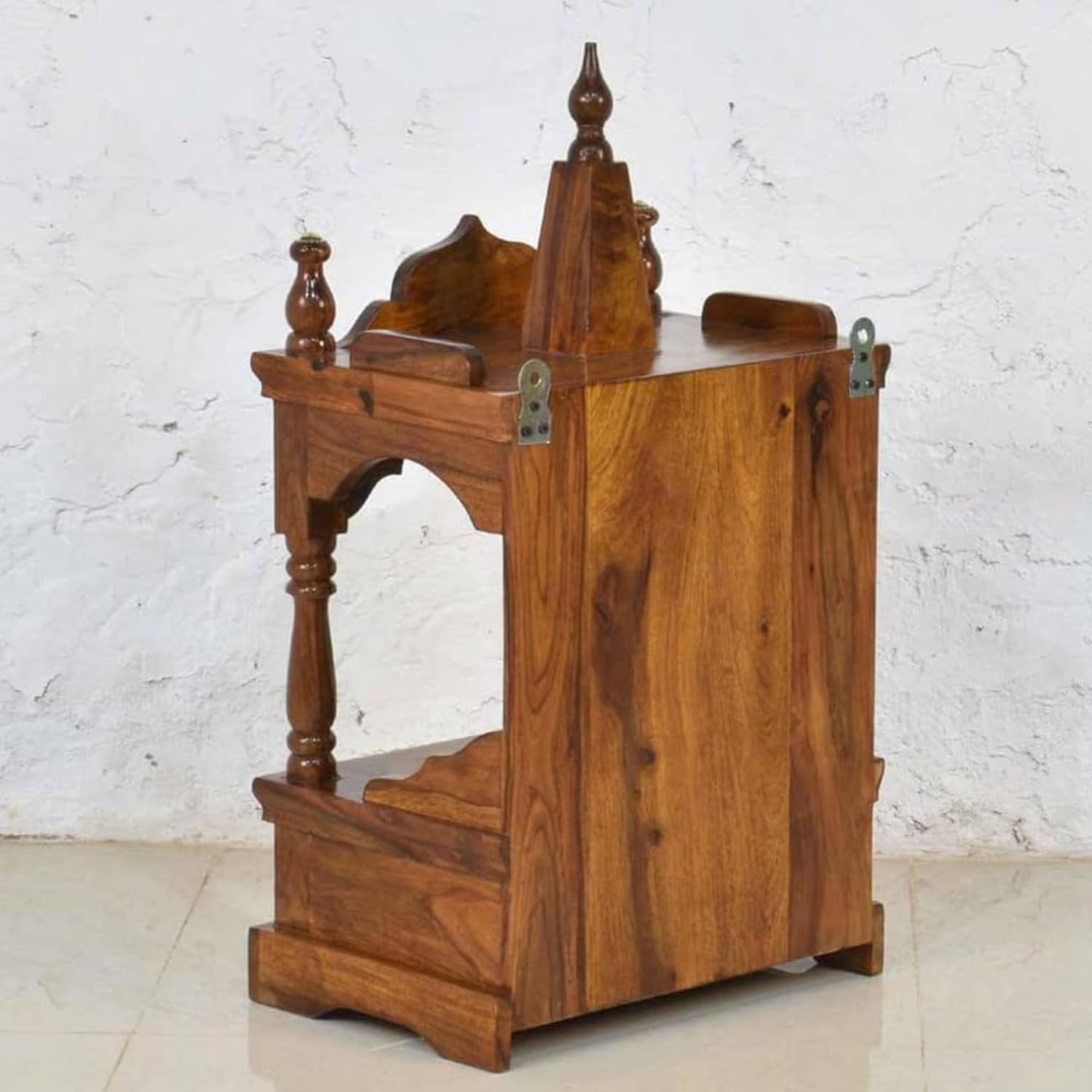 Traditional Sheesham Wood Floor Rested Pooja Mandir
