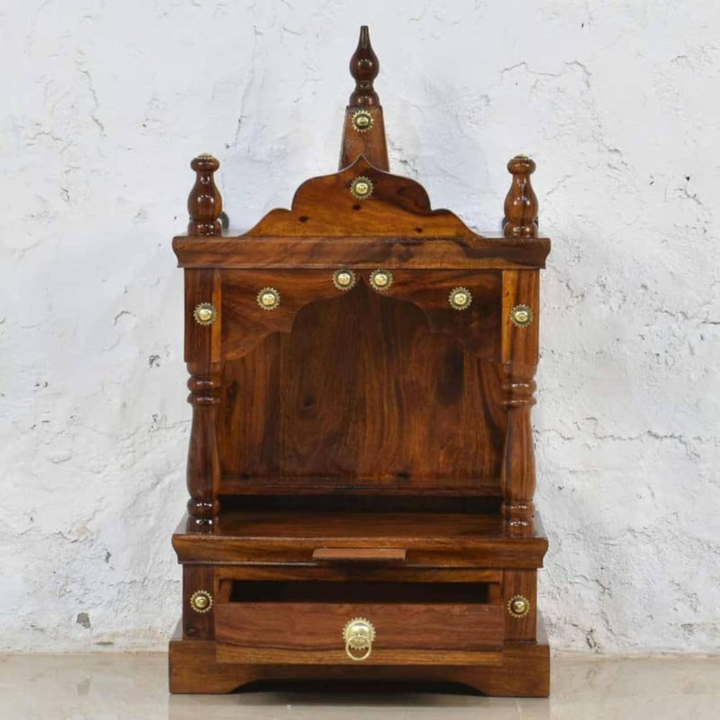 Traditional Sheesham Wood Floor Rested Pooja Mandir
