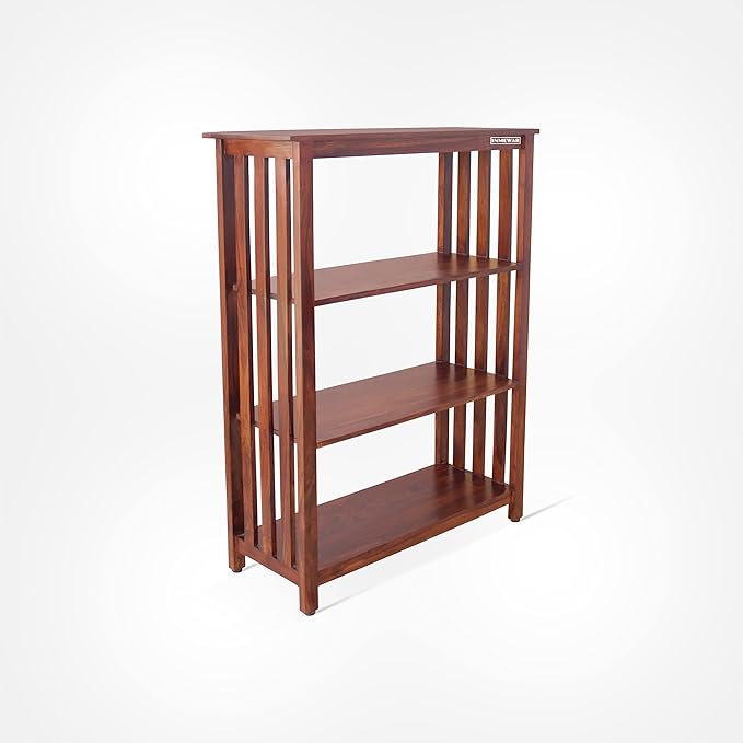 Solid Sheesham Wood Corner Open Bookcase