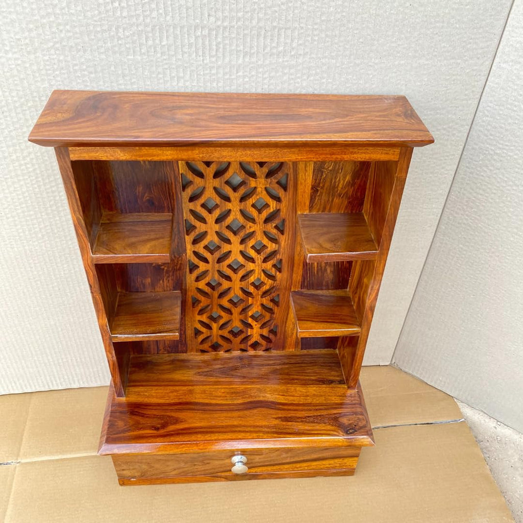 Sheesham Wood Wall Mounted Pooja Shelf