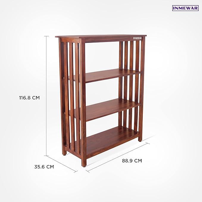 Solid Sheesham Wood Corner Open Bookcase