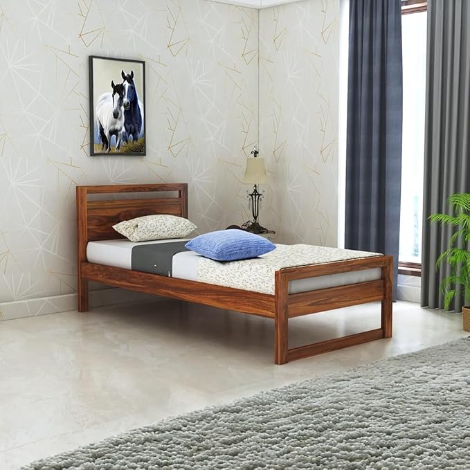 Solid Sheesham Wood Single Bed For Bedroom
