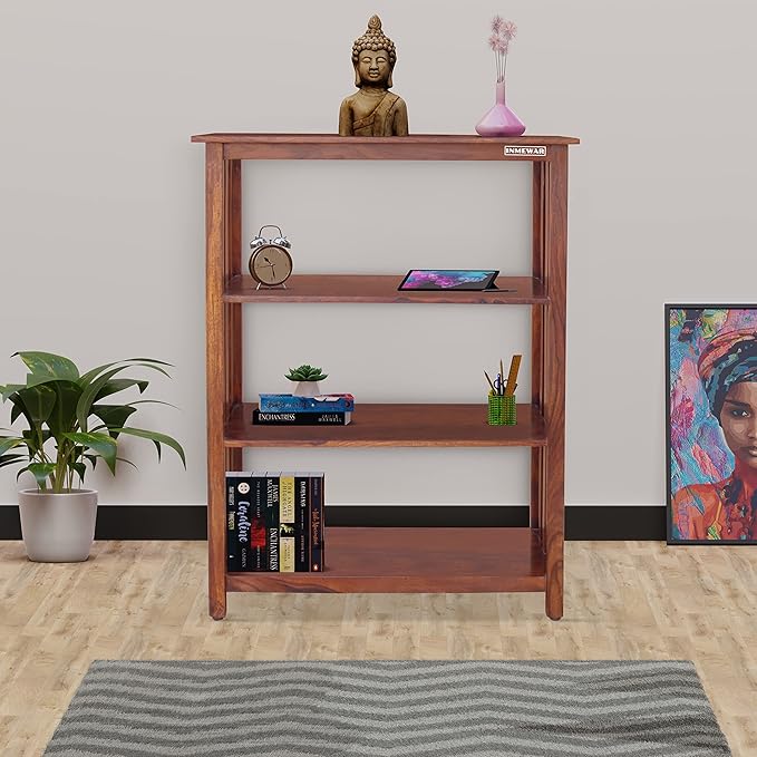 Solid Sheesham Wood Corner Open Bookcase
