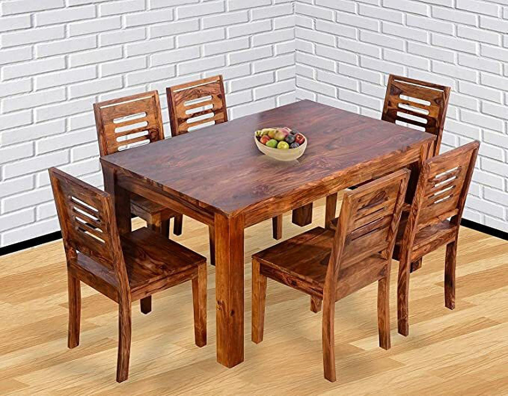 Sheesham Wood 6 Seater Rectangular Dining Table Set